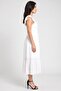 Women Shirred Midi Dress, White - 3