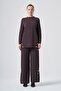 706 Front Cross Button Detail Mercerized Pants Suit Brown