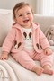 Baby Girl Set - Rabbit Patterned Hoodie - Long Sleeve Bodysuit - Cardigan - 3-Piece Set Premium Quality 3 6 9 12 Months - 2