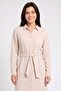 Women Textured Midi Shirt Dress, Beige - 2