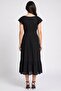 Women Shirred Midi Dress, Black - 4