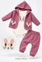 Baby Girl Set - Rabbit Patterned Hoodie - Long Sleeve Bodysuit - Cardigan - 3-Piece Set Premium Quality 3 6 9 12 Months - 7