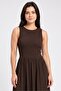 Women Shirred Maxi Dress, Dark Brown - 2