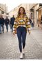 Women's Yellow Black Checkered Lumberjack Shirt - Double Pocket Winter Flannel Oversized Shirt Jacket - 2