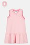 Kids Girl 2 Pcs Embroidered Dress With Scrunchie, Pink - 2