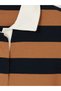 Brown Polo Collar Striped Women's Sweatshirt - 3