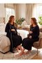 New Season Black Ribbed Nursing Feature Full Length 100% Cotton Winter Long Sleeve Special Design Maternity Pajamas Nightgown Set - 6