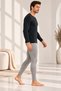 Men's Black Long Sleeve Thermal Winter Warm Flexible Body Undergarment - 2