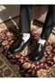 Men's Black Genuine Leather Thick Soled Penny Loafer Classic Shoes - Chunky Casual - 2