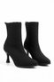 Tuter Knitwear Patterned Thin Heeled Women's Boots Black - 2