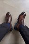 Men's Tan Brown Genuine Leather Crocodile Patterned Thick Sole Lace-Up Loafer Shoes - Sailor Shoes Boat Model - 3