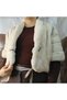 Luxurious Ecru Fur Short Jacket, Evening Dress Shawl with Shimmering Stone Detail, Bridal Fur and Bolero Jacket - 2