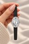 22 mm Small Case, Roman Numerals, Black Leather Strap, 5 Atm Pool Sea Use, Women's Wristwatch+Bracelet