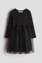 Long-sleeved tulle-skirt dress