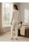 Women's Soft Textured Patterned Long Sleeve Home Wear & Pajama Set - 2