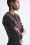 Mohair-blend shoulder-pad cardigan