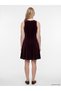 Two Mt Shop Quality Xside Burgundy Velvet Plain Tight & Slim Oval Neck Mini Dress - 4