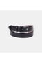 Men's Black Metal Buckle Double Bridge Leather Sports Belt