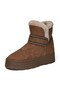 Daily Women's Tan Suede Boots Ankle Length Fur Inside Thick Non-Slip Sole Comfortable Lightweight Bootie 027 - 3