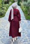 Ribbed Voile Hijab Dress Plum - 4