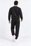 Men's Black 3 Thread Crew Neck Fleece Tracksuit Set - 7