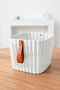 4-Piece Rectangular Bathroom and Kitchen Organizer with Leather Handles, Multi-Purpose Organizer, White - 2