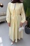 Ribbed Voile Hijab Dress Yellow - 3
