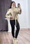 Women's Winter Beige Stand Collar Raglan Sleeve Short Trench Coat 8646 - 2