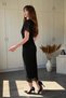 Elegant Tulle Black Dress with Cape Detail and Stones - 5