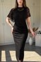 Elegant Tulle Black Dress with Cape Detail and Stones - 6
