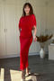 Elegant Tulle Red Dress with Cape Detail and Stones - 4