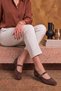 Sorva Kenar Saraç Detailled Ankle-Tie Women's Ballet Flats Brown - 2