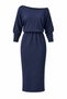 Boat Neck Modal Fabric Midi Navy Blue Dress - 2