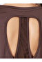 Brown Double Layer Open Back Long Sleeves Yoga Top - 4