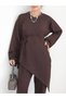 Asymmetrical Cut Oysho Suit with Piping Belt - Hpm - Bitter Brown - 3