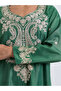 Green Thread Embroidered Trim Jalabiya - 4