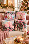 Double-Sided Printed Paint Patterned Set of 4 Suede Throw Pillow Covers - New Year - Christmas