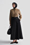 Belted Flared Skirt Black - 2