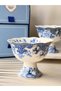 Porcelain Ice Cream Bowl Set of 2 Blue Garden - 2