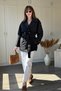 Short Buttoned Belted Black Trench Coat - 8