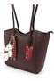 Women's Large Size Shoulder Bag with Teddy Bear Accessory, Zippered Daily Coffee Shopper Bag - 2