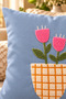 Punch Embroidered Throw Pillow Cover - 43*43 cm - Light Blue Floral - Pnk001 - 2