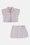 Toddlers Girl 2 Pcs Stripe Crop Shirt And Skorts Set, Multicolor - 2