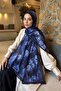 Vintage Flower Pattern Bamboo Shawl Navy Blue