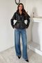 Women's Faux Leather Jacket with Cape Detail and Belt - 3