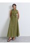 Olive Schiffli Sleeveless Shirt Maxi Dress