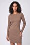 Women Solid Casual Mini Dress, Brown