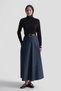Corsage Flared Skirt Navy Blue - 3