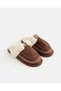 Women Brown And Ivory Stitched Slippers - 2