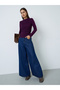 Purple Brushed Wide Rib Knit Long Sleeve Top - 2